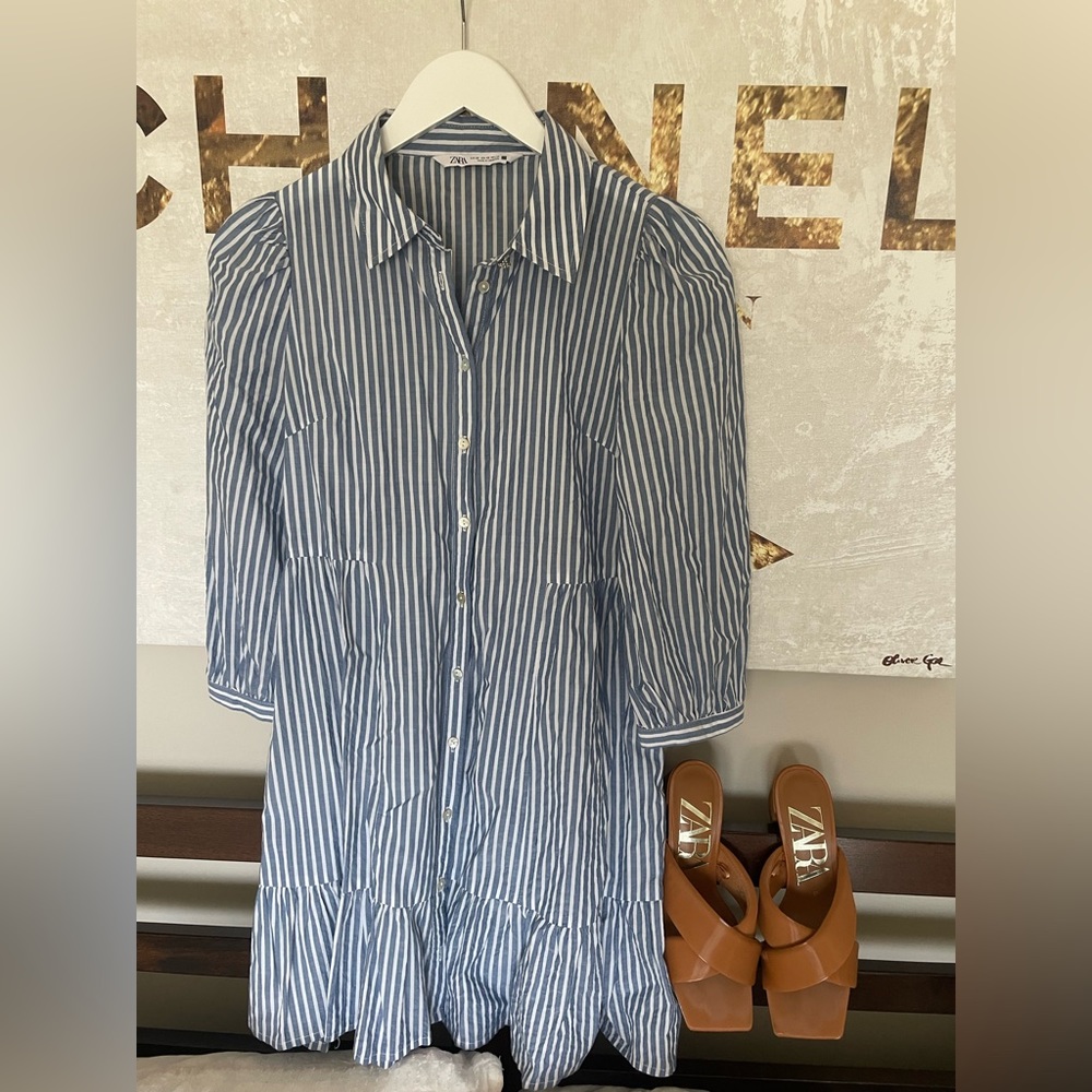 Blue & white striped Zara dress